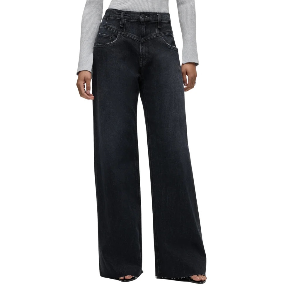 HUDSON JODIE SEAMED FRONT YOKE WIDE LEG JEAN IN MILANO NOIR 27